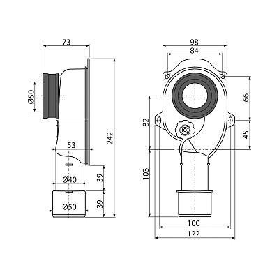 Сифон для писсуара  вертикальный  А45С AG210901345  AlcaPlast  